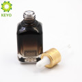 30 ml 40 ml gradiente de cor preta retângulo parafuso parafuso de metal óleo essencial quadrado preto garrafa de vidro óleo essencial para embalagem